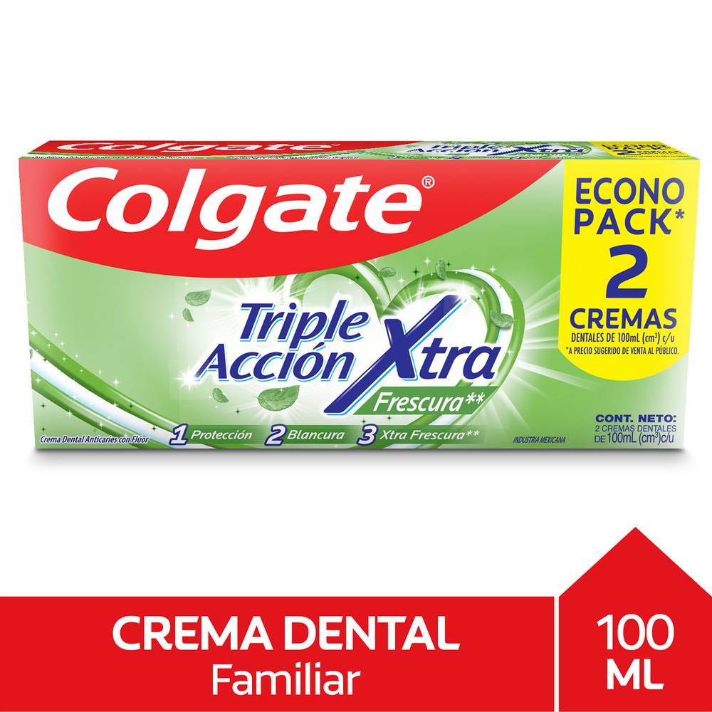 Colgate pasta dental triple acción xtra frescura (pack 2 x 100 ml c/u)