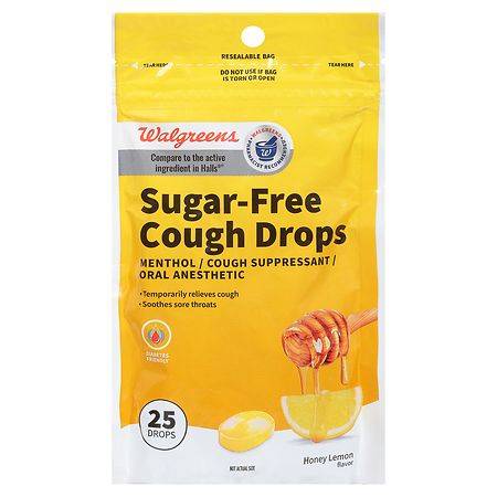 Walgreens Sugar-Free Cough Drops Honey Lemon