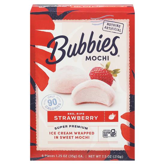 Bubbies Super Premium Red Ripe Sweet Mochi (strawberry)