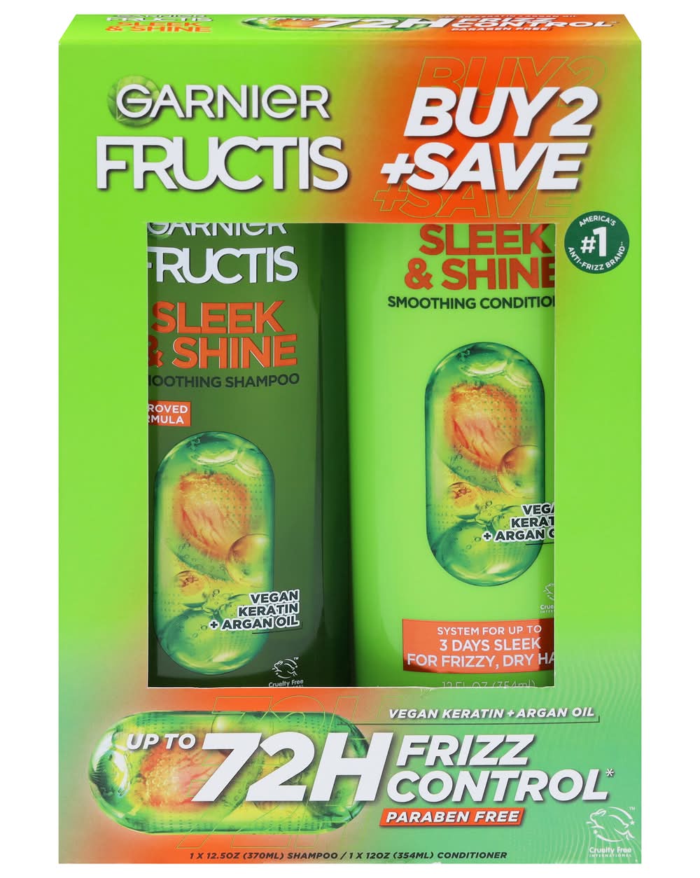 Garnier Fructis Sleek & Shine Smoothing Shampoo & Conditioner Set (24 oz, 2 ct)