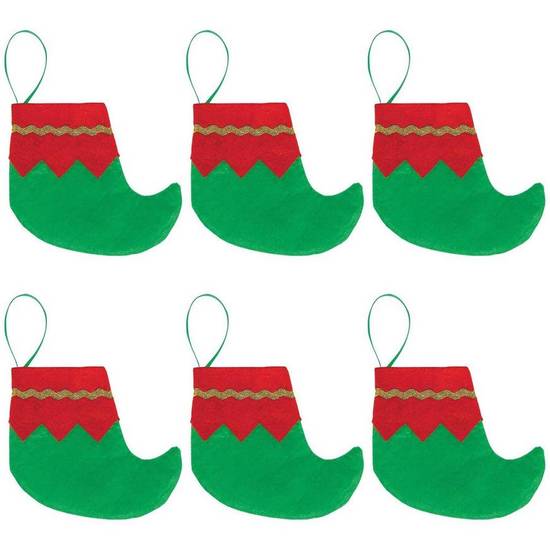 Mini Elf Shoe Christmas Stockings 6ct