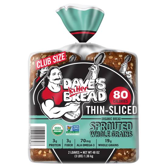 Dave's Killer Bread Club Size Thin-Sliced Sprouted Whole Grains Organic Bread (2 ct)