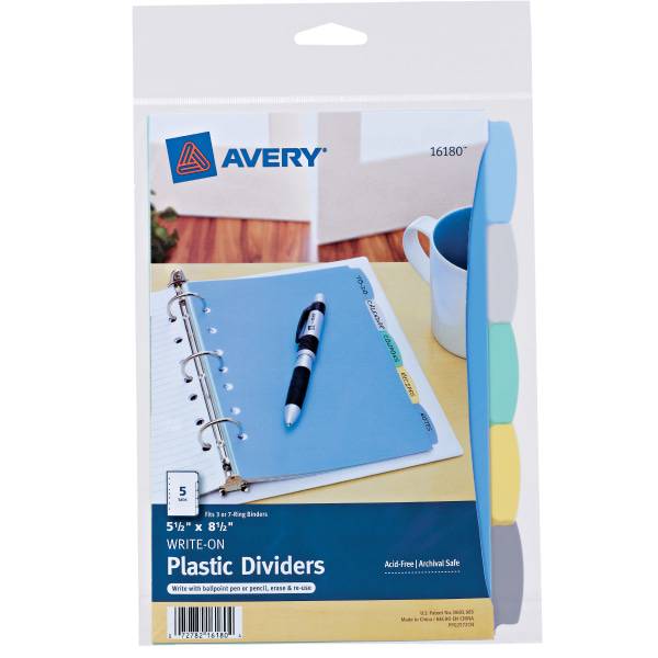 Avery Big Tab Write & Erase Durable Plastic Dividers Brights (5 ct)