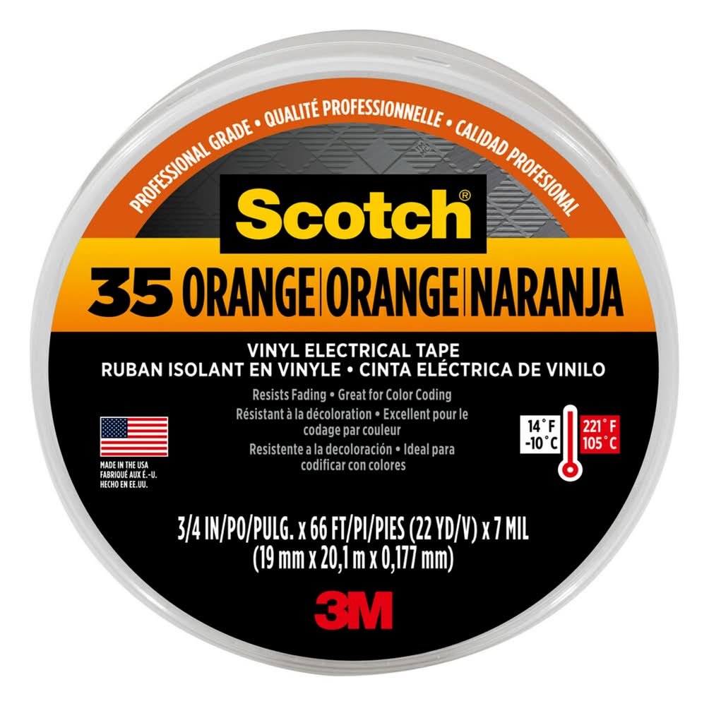 Scotch #35 Orange 0.75-in x 66.0-ft Vinyl Electrical Tape Orange