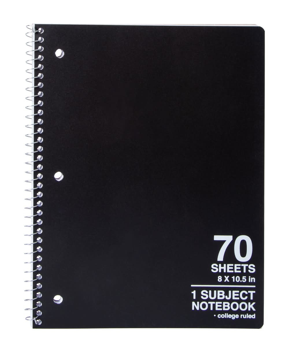 1-Subject College Ruled Spiral Notebook Black