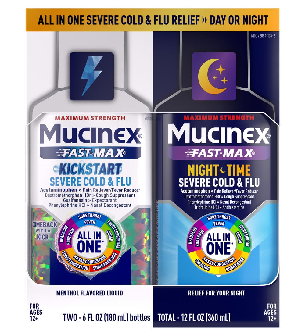 Mucinex Fast-Max Night Time Severe Cold & Flu (12 fl oz, 2 ct)