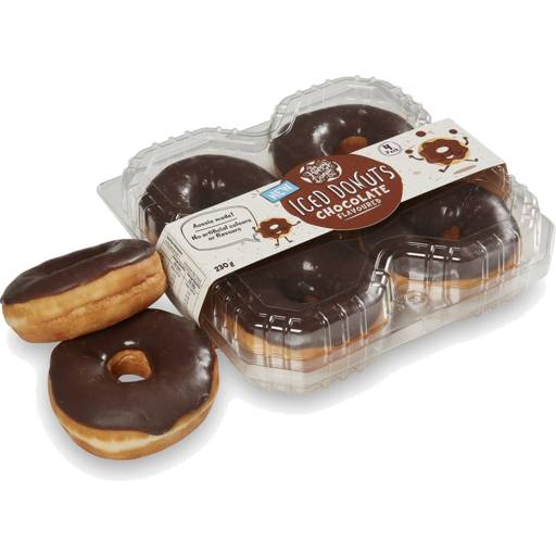 The Happy Donut Co Iced Donuts Chocolate Flavoured 4 Pack 230g