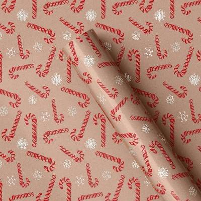 Wondershop 20 Sq ft Candy Cane Christmas Gift Wrap, 8 In x 30 In, Red - Brown