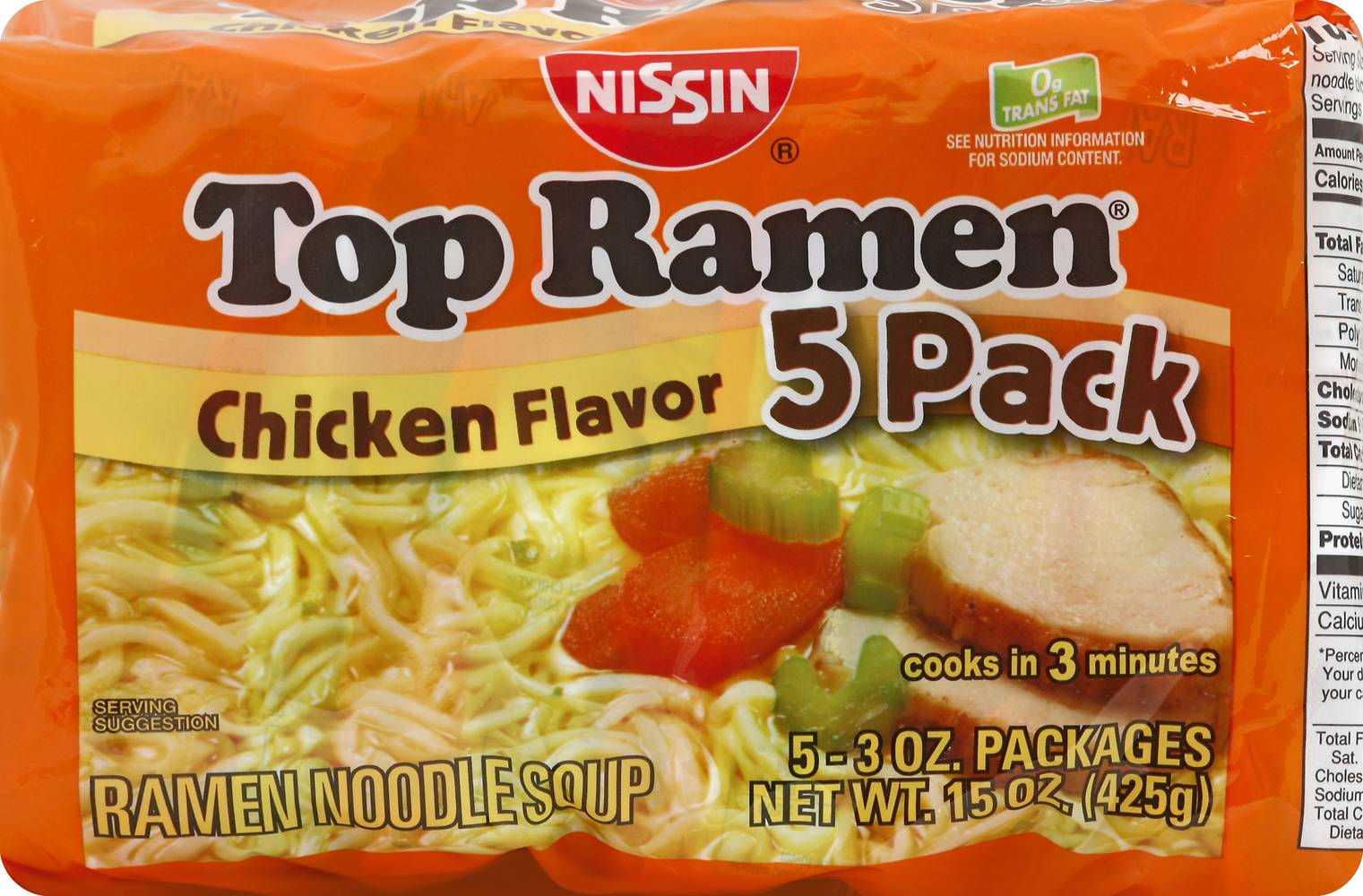 Nissin Top Raman Soup, Chicken (15 oz, 5 ct)