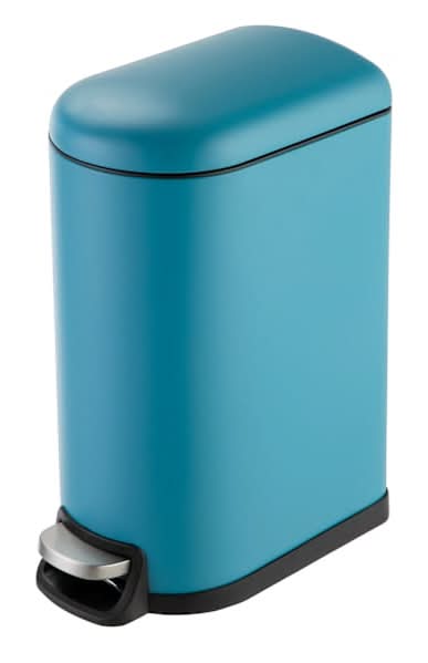 REAL SIMPLE Dark Blue Stainless Rounded Lid Trash Can, 10l