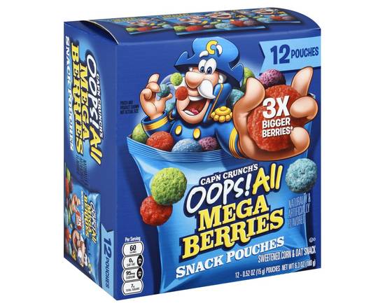 Cap'n Crunch · Oops All Mega Berries Corn & Oat Snack (12 x 0.5 oz)