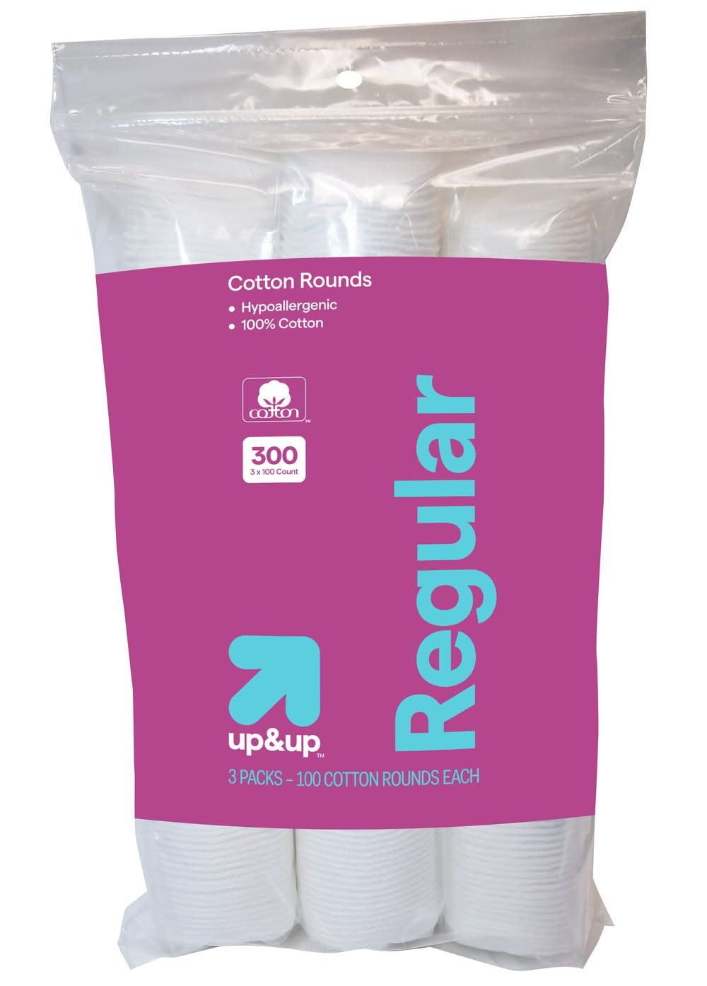 up&up Regular Cotton Rounds (3 x 100 ct)