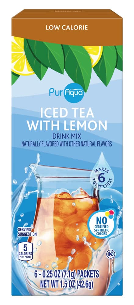 PurAqua Iced Tea Drink Mix, Lemon (1.5 oz, 6 ct)