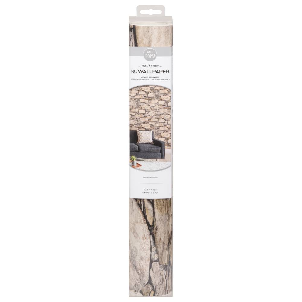 WallPops Peel & Stick Hadrian Stone Wall Wallpaper, Brown