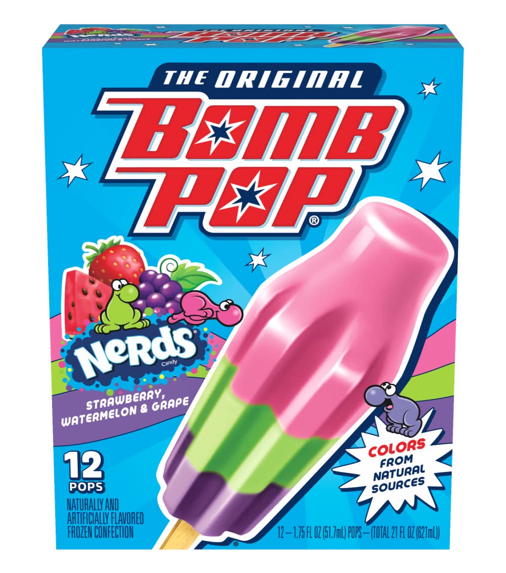 Bomb Pop The Original Nerds Candy, Strawberry Watermelon & Grape (21 fl oz, 12 ct)