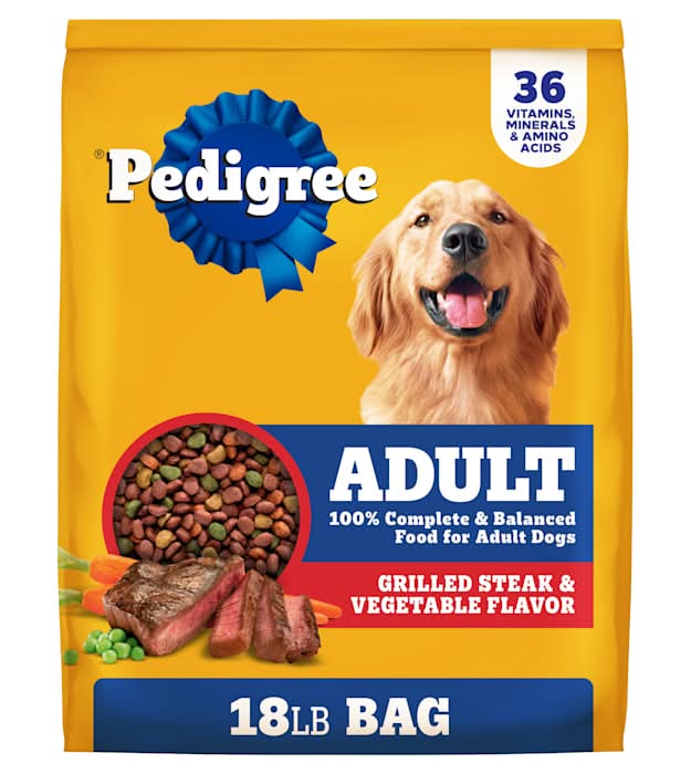 Pedigree Grilled Steak & Vegetable Flavor Adult Dry Dog Food, 18 lbs.