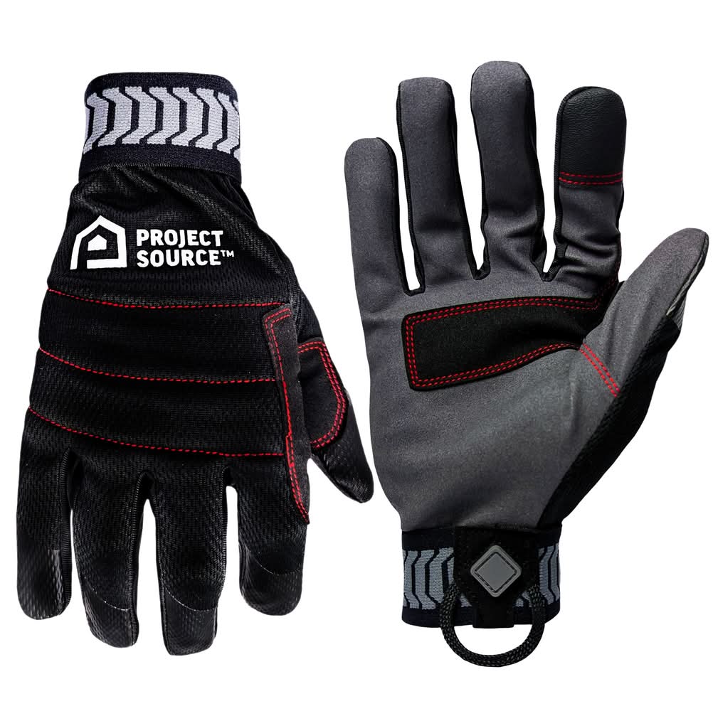 Project Source Large Black Polyester Utility Gloves 1 -Pairs