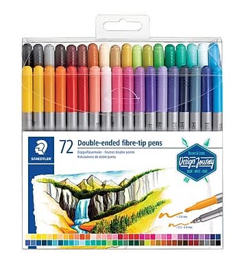 Staedtler Double-Ended Fiber Washable Markers, Duo-Tip, Assorted Colors, 72/Pack (3200 TB72 02)