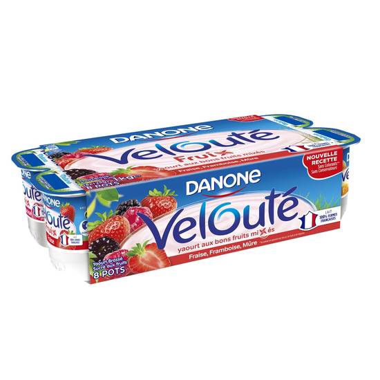 Danone - Velouté yaourt aux bons fruits mixés fraise framboise et mûre (8 pièces)