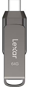 Lexar JumpDrive D400 Dual 64GB USB 3.1 Flash Drive, Titanium (LJDD400-64G-BNU)