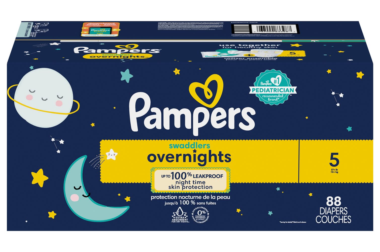 Pampers Swaddlers Overnight Diapers, Size 5