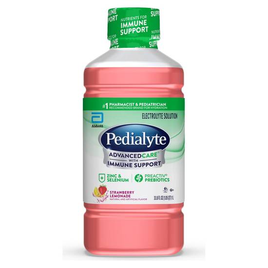 Pedialyte AdvancedCare Electrolyte Solution Strawberry Lemonade Ready-to-Drink 33.8oz