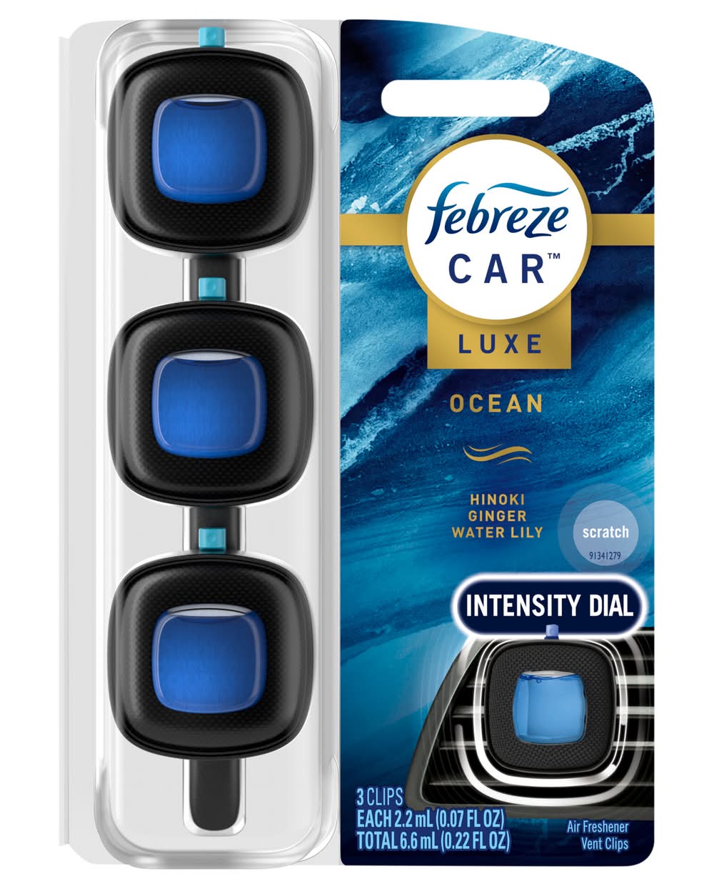 Febreze Vent Clip Car Air Freshener, Ocean (0.07 fl oz, 3 ct)