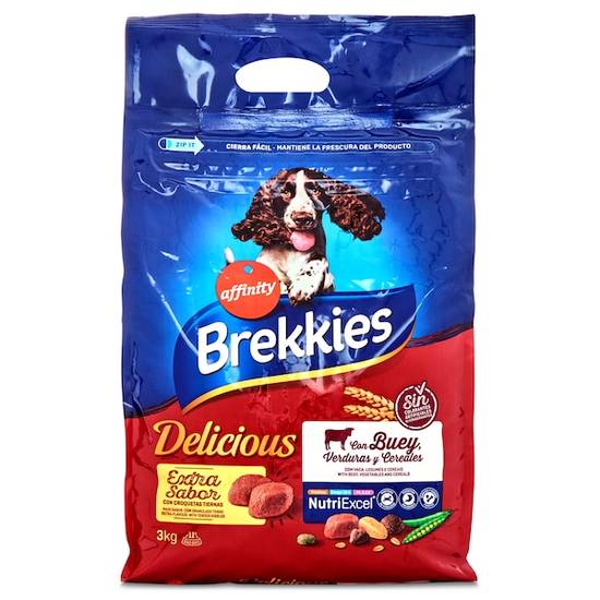 Alimento para perros adultos con buey Brekkies Delicious bolsa 3 kg