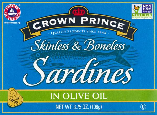 Crown Prince Skinless & Boneless Sardines in Olive Oil (3.8 oz)