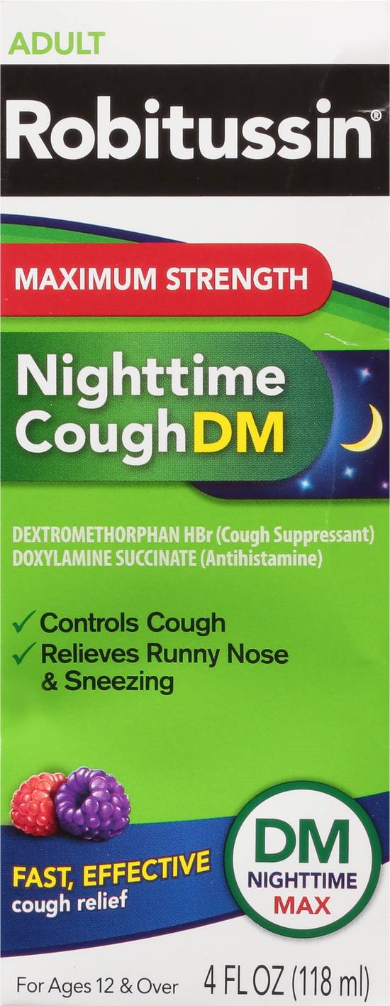 Robitussin Maximum Strength Nighttime Cough Dm Syrup For Adults