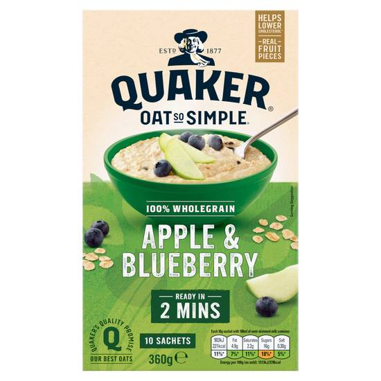 Quaker Oat So Simple Apple & Blueberry Porridge Sachets 10x36g