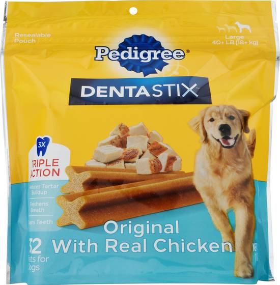 Pedigree Dentastix Large Triple Action Original With Real Chicken Dog Treats (32 ct)