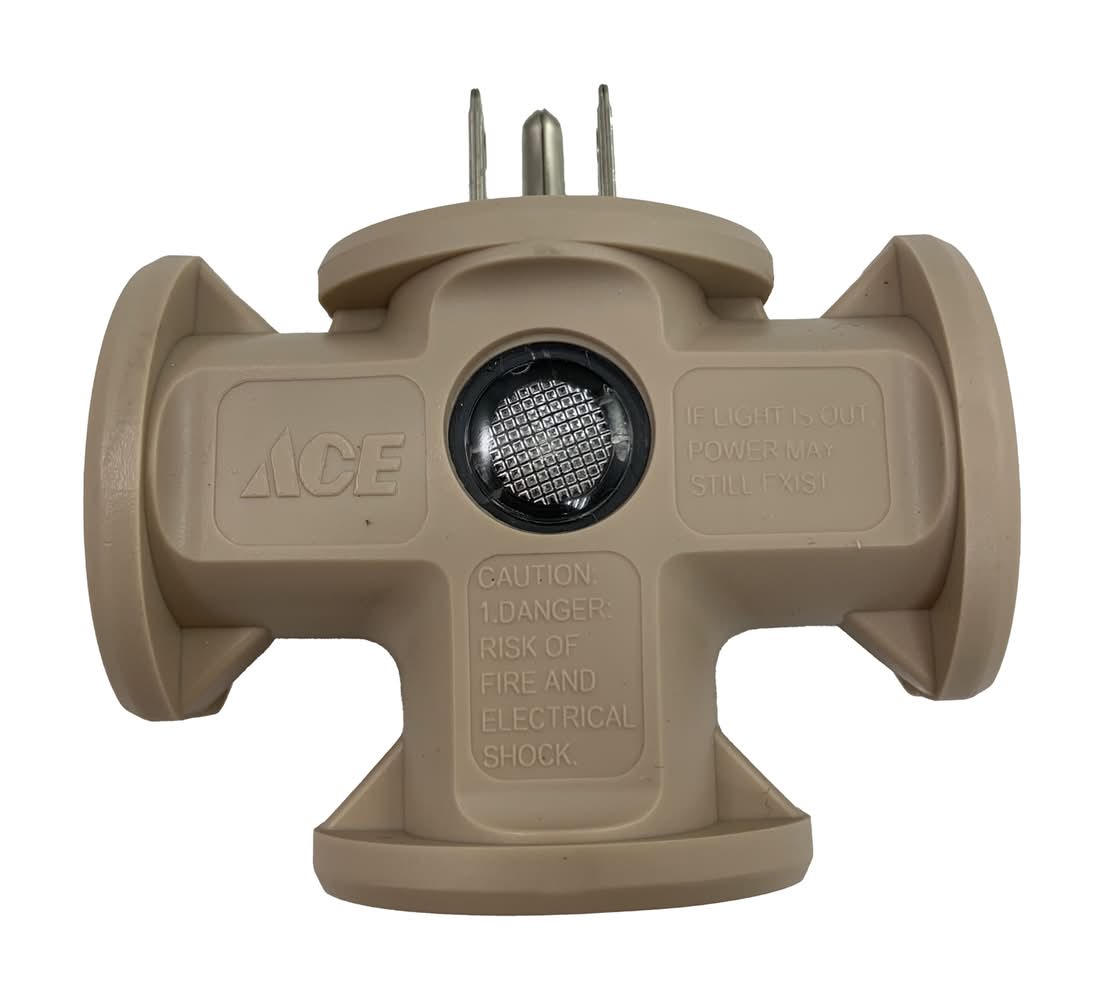 ACE Grounded 3 Outlets Adapter 1 Pk