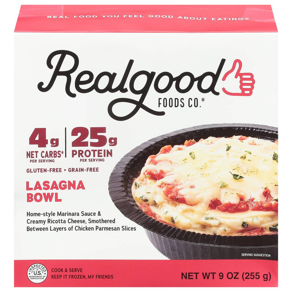 Realgood FOODS CO. Frozen Chicken Lasagna Bowl (9 oz)