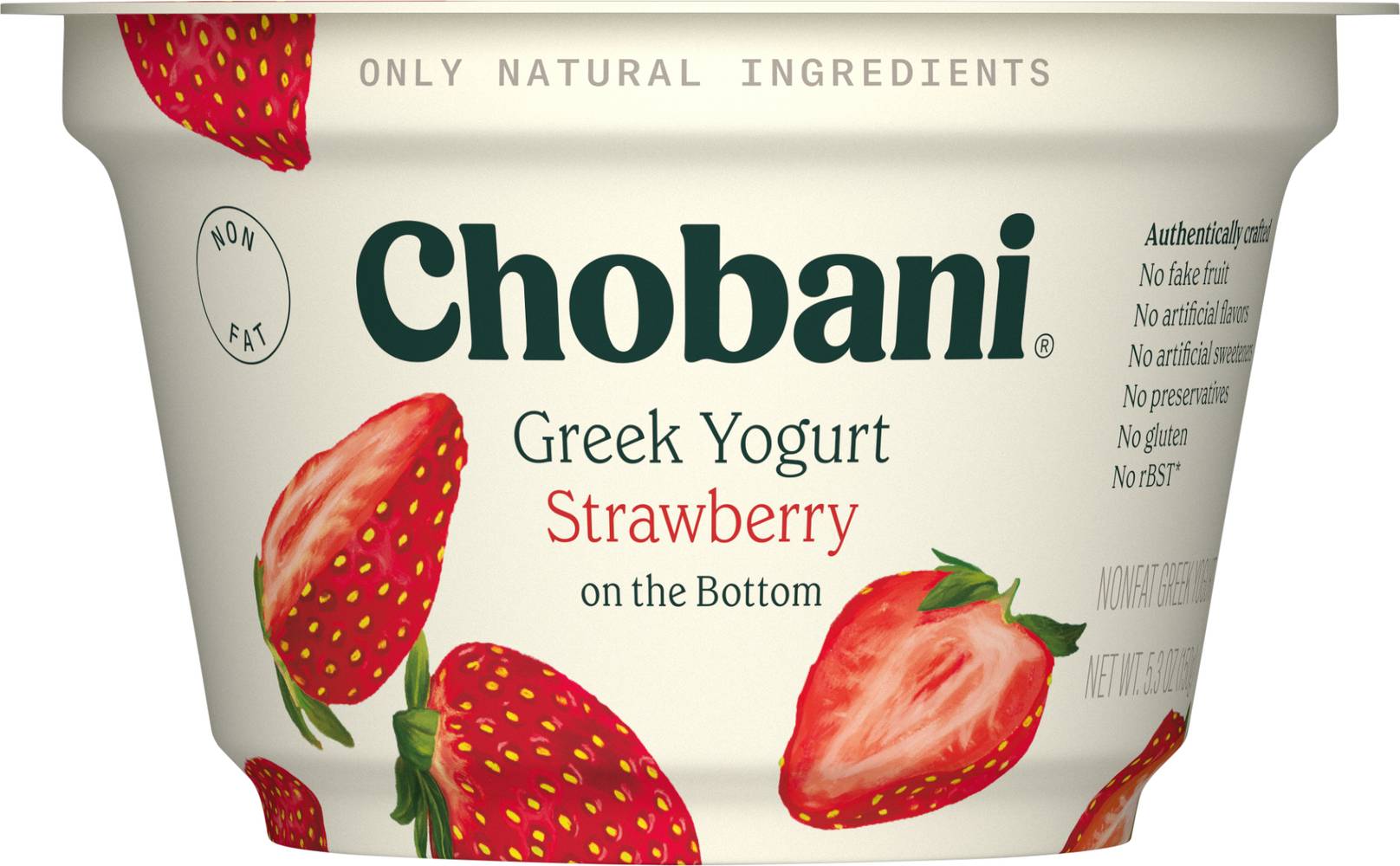 Chobani Nonfat Greek Yogurt ( strawberry on the bottom)