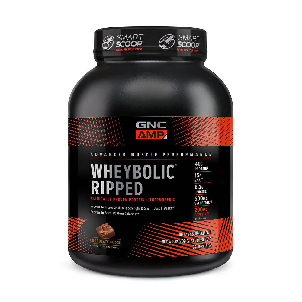 GNC Amp Wheybolic Ripped Protein Powder, Chocolate Fudge (42.5 oz)