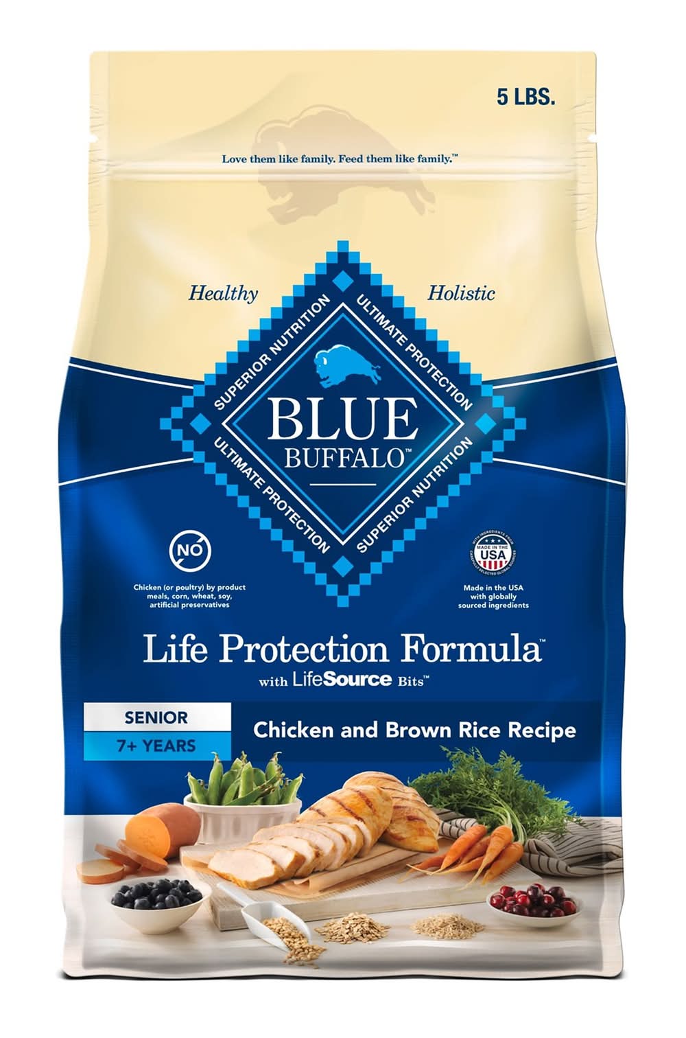 Blue Buffalo® Life Protection Formula™ Senior 7+ Dry Dog Food - Chicken & Brown Rice (Flavor: Chicken & Brown Rice, Size: 5 Lb)