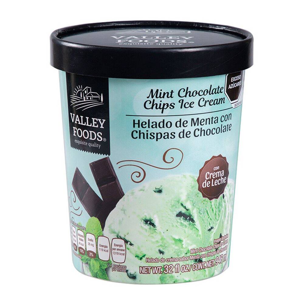 Valley foods helado menta con chispas de chocolate (940 ml)