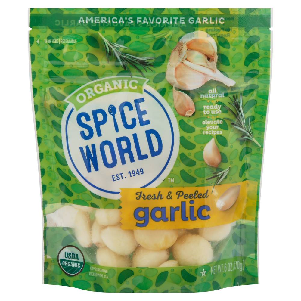 Spice World Organic Fresh & Peeled Garlic (6 oz)