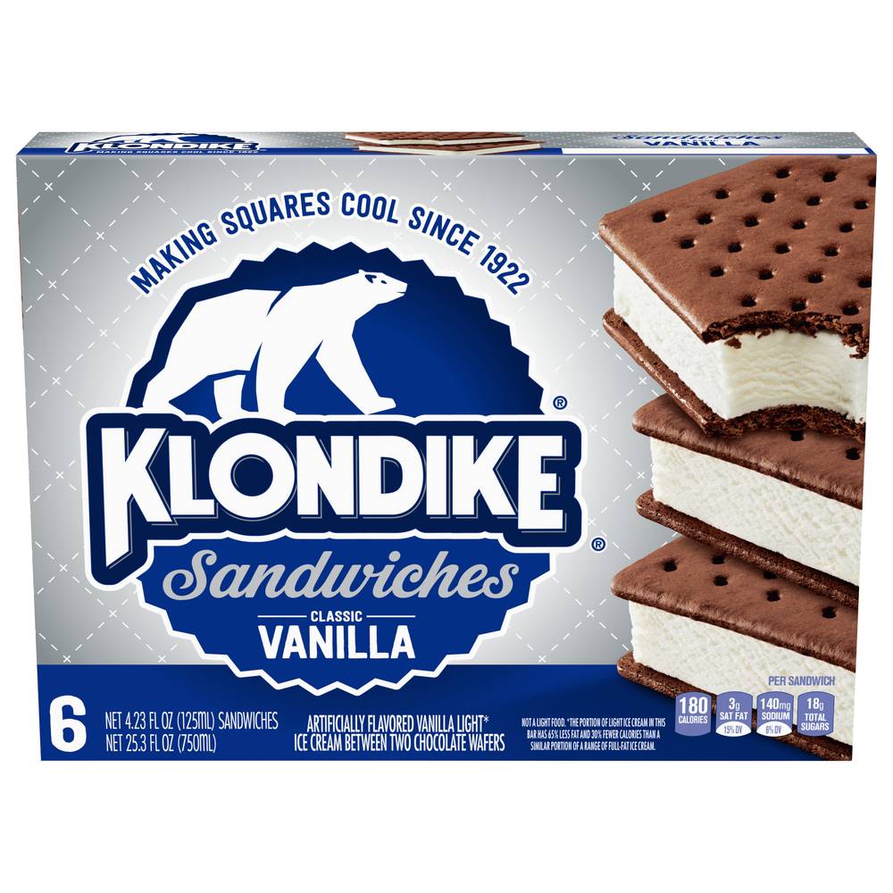 Klondike Classic Ice Cream Sandwiches, Vanilla (4.23 fl oz, 6 ct)