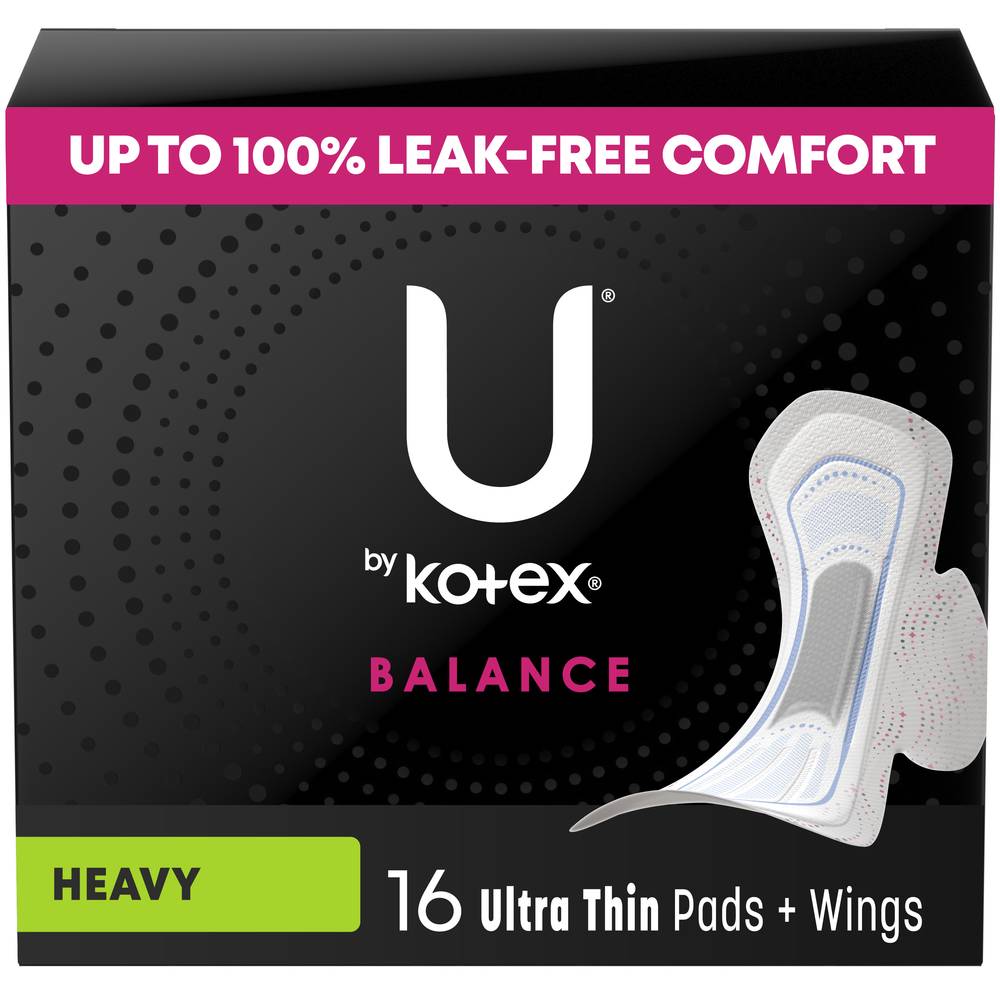 U by Kotex Balance Ultra Thin Pads With Wings Heavy Absorbency (16 ct)