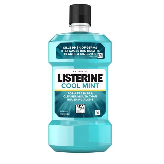 Listerine Cool Mint Antiseptic Mouthwash for Bad Breath, Plaque, and Gingivitis, 8.45 OZ