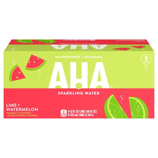 Aha Lime + Watermelon Sparkling Water (8 pack, 12 fl oz)