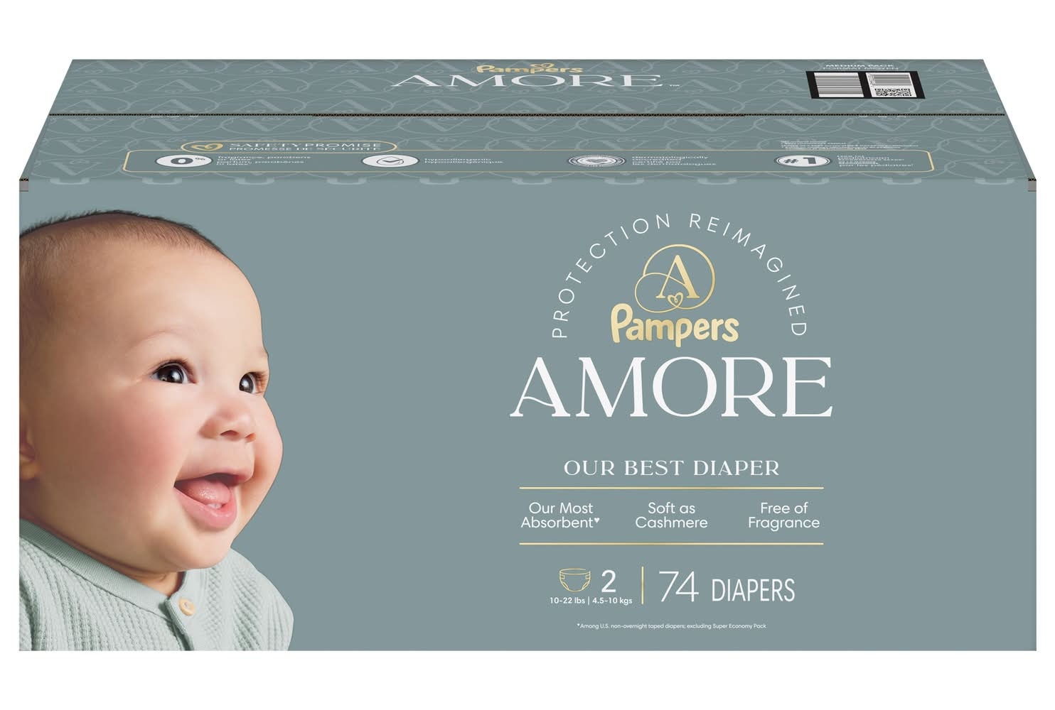 Pampers Amore Baby Diapers, Stage 2 (74 ct)