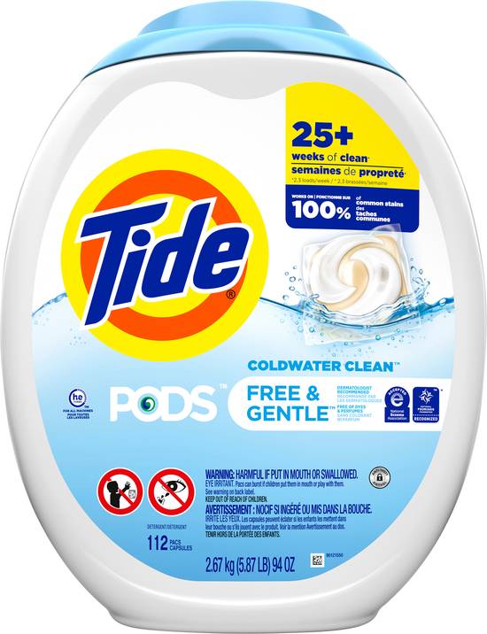 Tide Coldwater Clean Free & Gentle Detergent Pods (112 ct)