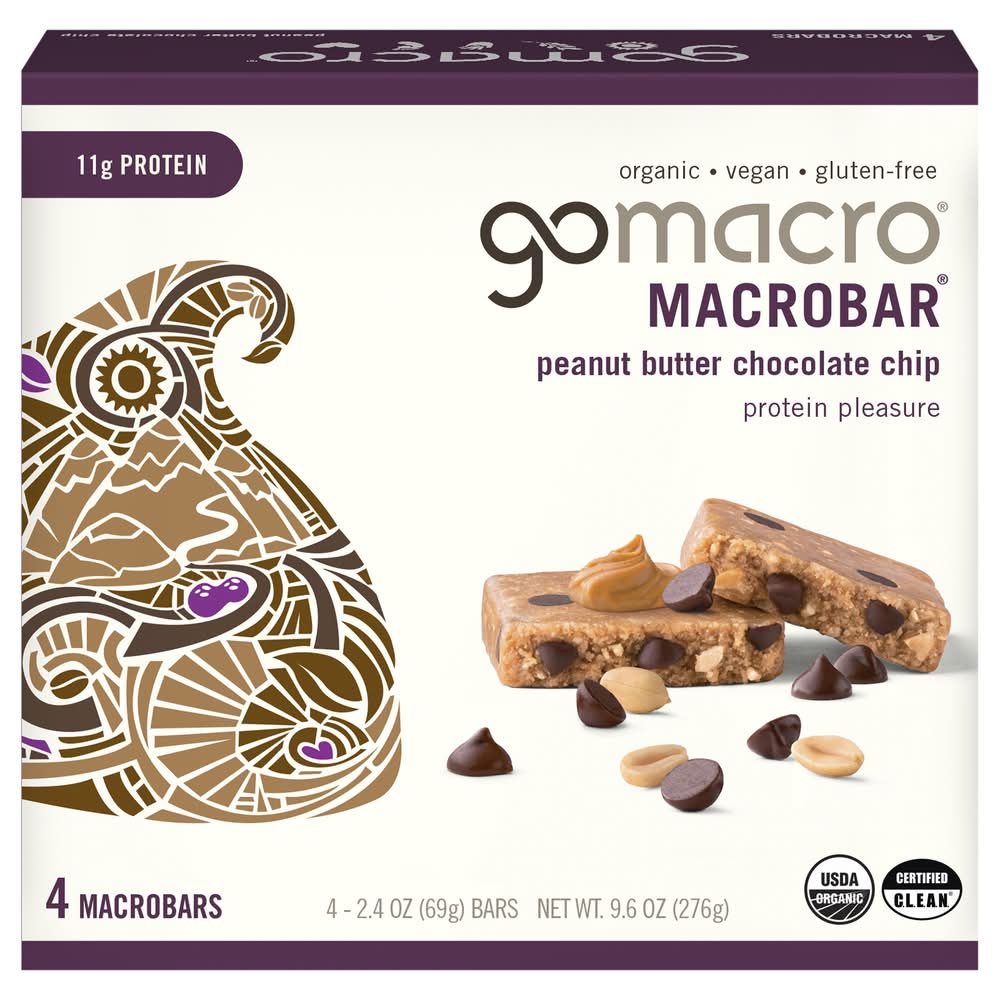 GoMacro Peanut Butter Chocolate Chip Macrobars (4 x 2.4 oz)