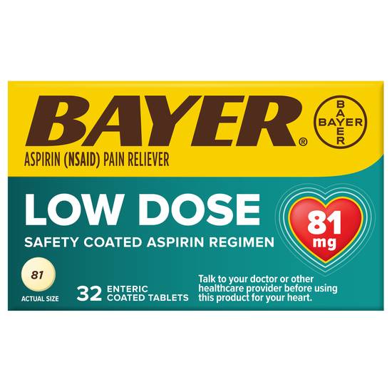 Bayer Low Dose Pain Reliever Aspirin 81 mg Tablets (32 ct)