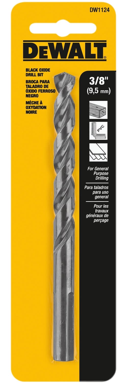 Dewalt Black & Gold 3/8 In. X 5 In. L High Speed Steel Split Point Drill Bit Round Shank 1 Pc