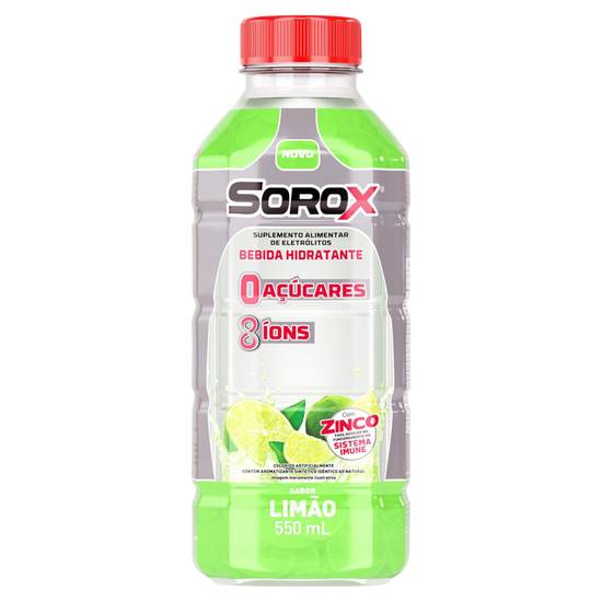 Sorox isotônico suplemento alimentar de eletrólitos hidratante sabor limão (550 ml)