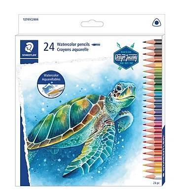 Staedtler Triangular Watercolor Pencils, Assorted Colors, 24/Box (1271 C24A602ID)
